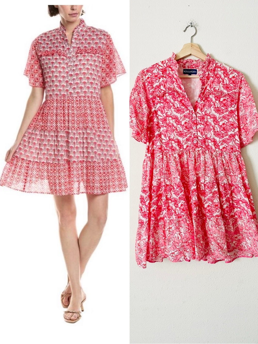 Tuckernuck Ro’s Garden SMALL Vibeka pink white floral mini Aline dress